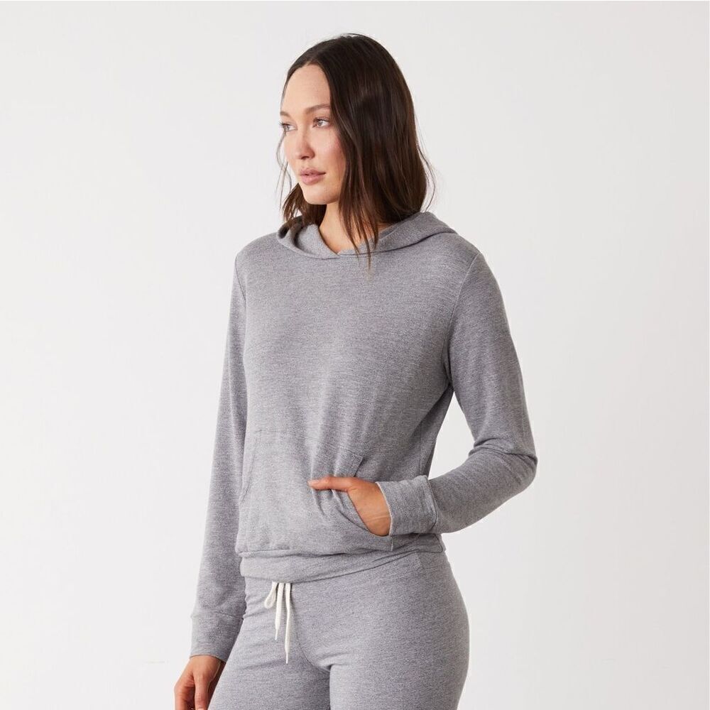 Monrow‎ Supersoft Pullover Hoody Heather Grey with Kangaroo Pockets Size Small